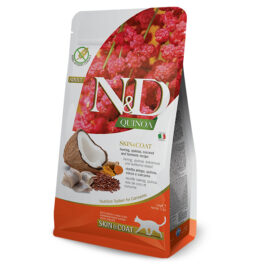 N&D CAT QUINOA SKIN COAT HERRING 300G | 1.5KG | 5KG – ND sausā barība pieaugušiem kaķiem siļķe, kvinoja, kokosrieksts, kurkuma
