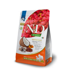 N&D DOG QUINOA HERRING COCONUT SKIN&COAT MEDIUM MAXI 7KG – ND sausā barība pieaugušiem suņiem siļķe, kvinoja, kokosrieksts, kurkuma