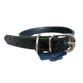 KAKLA SIKSNA GLOSSY CROCODILE MELNA | 46X2CM |