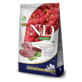 N&D DOG QUINOA WEIGHT MANAGEMENT LAMB MEDIUM MAXI 2.5KG | 7KG – ND sausā barība svara kontrolei pieaugušiem vidējo un lielo škirņu suņiem kvinoja, jērs (Kopija)